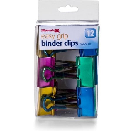 OFFICEMATE Officemate 1533767 Easy Grip Metallic Binder Clips; Medium - Pack of 12 1533767